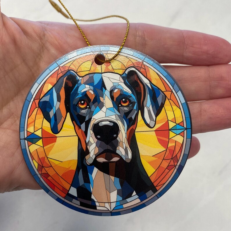 Great Dane Faux Stained Glass Ornament – Vibrant Dog Lover Keepsake