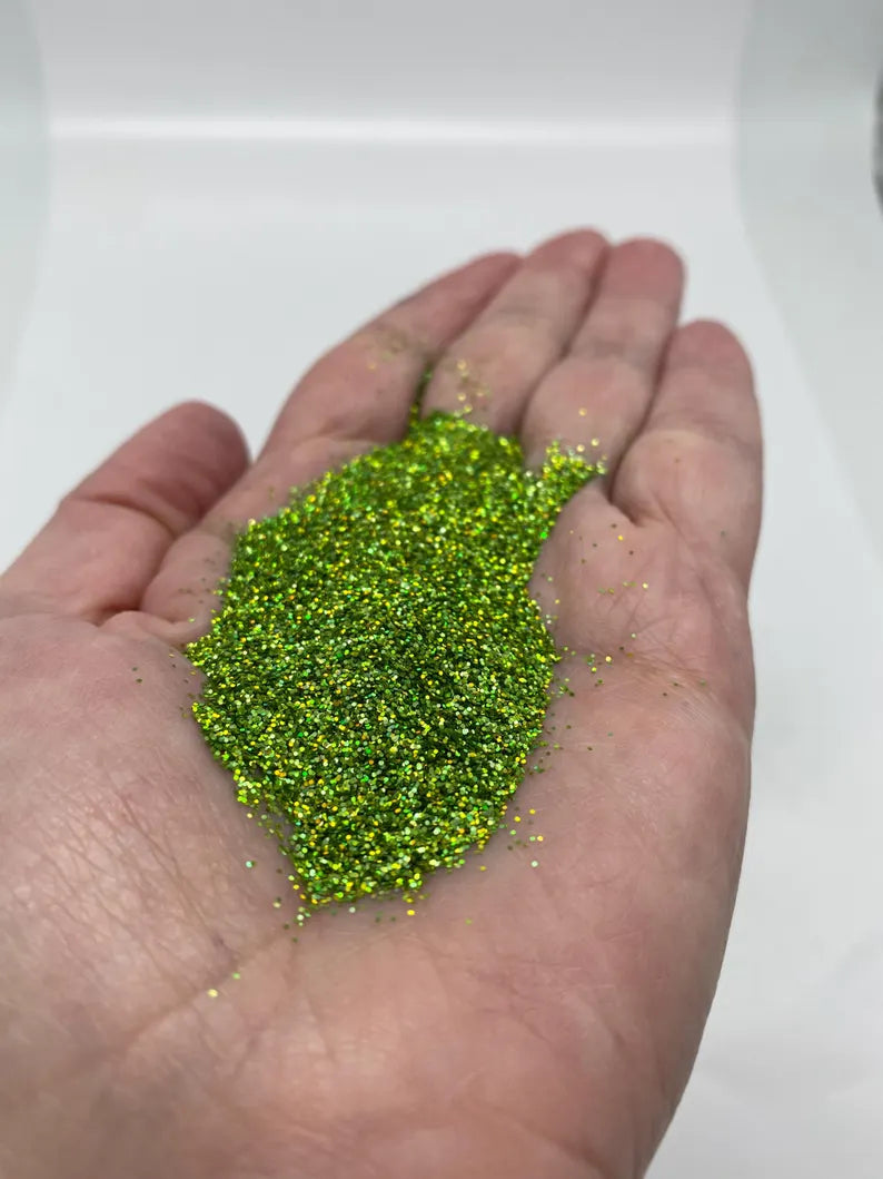 Green Trick Glitter – Green Holographic Color Shift Fine (.015) Glitter (2 oz)