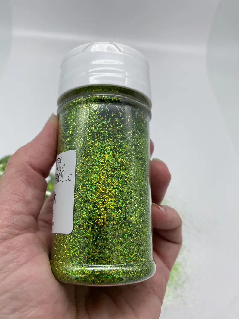 Green Trick Glitter – Green Holographic Color Shift Fine (.015) Glitter (2 oz)