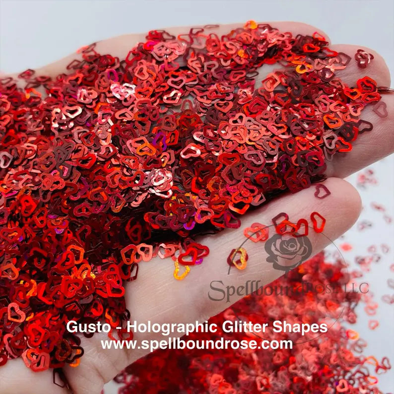 Gusto Glitter- Red Holographic Heart-Shaped Confetti Glitter (1 oz)
