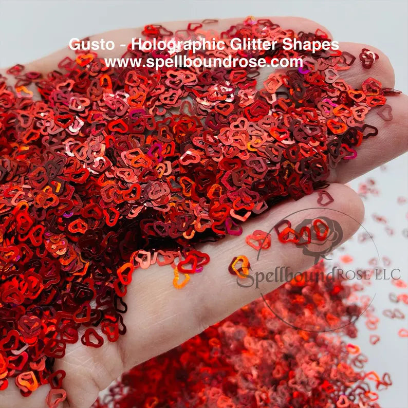 Gusto Glitter- Red Holographic Heart-Shaped Confetti Glitter (1 oz)