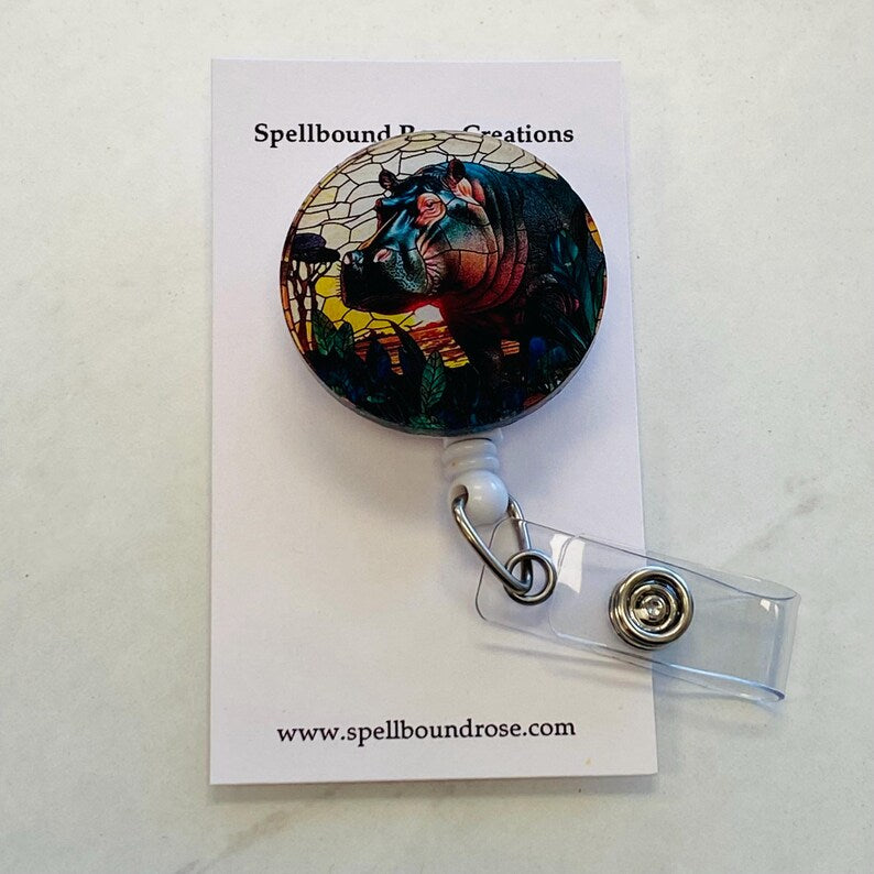Cute Hippo Badge Reel – Adorable Animal ID Holder