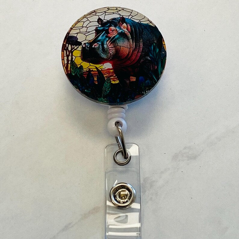 Cute Hippo Badge Reel – Adorable Animal ID Holder