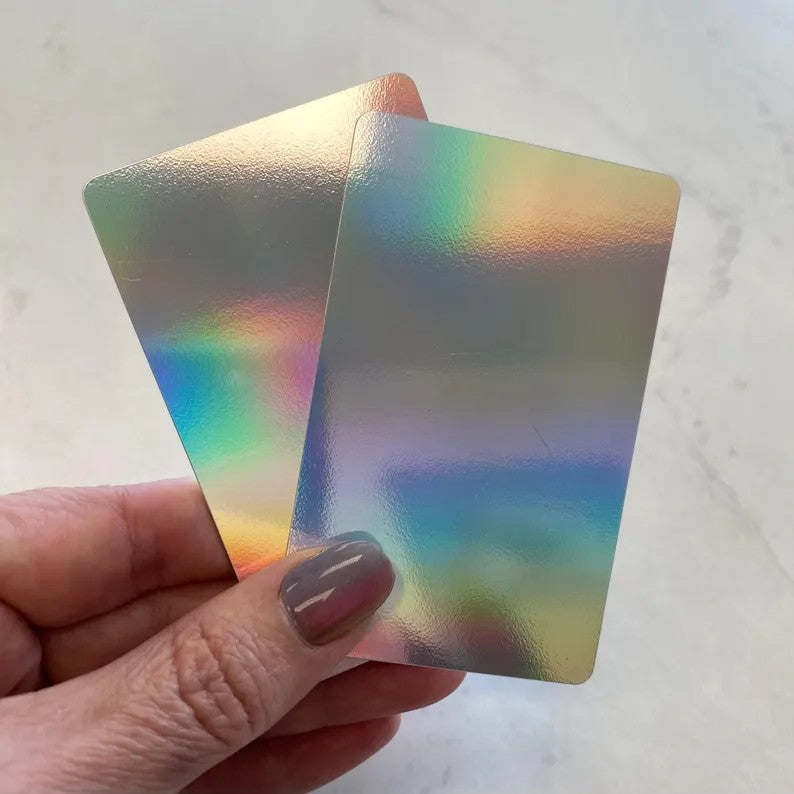 Holographic PVC Business Card Blanks – UV Printing Ready Premium Rainbow Finish (Pack of 50)