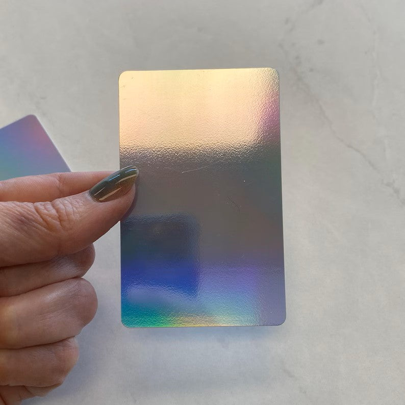 Holographic PVC Business Card Blanks – UV Printing Ready Premium Rainbow Finish (Pack of 50)