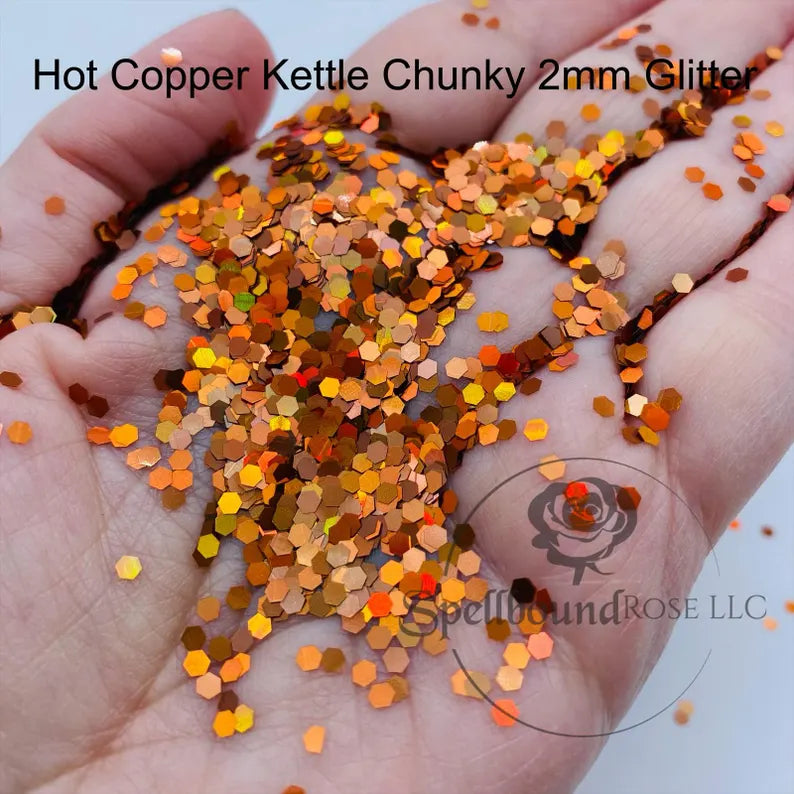Hot Copper Kettle Glitter- Copper Holographic Chunky Glitter (2 oz)