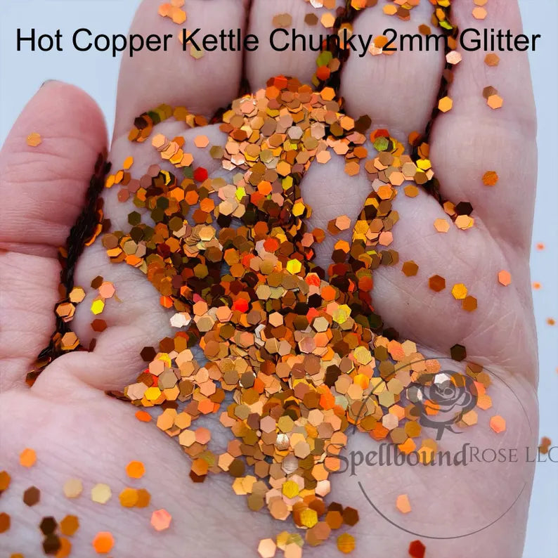 Hot Copper Kettle Glitter- Copper Holographic Chunky Glitter (2 oz)