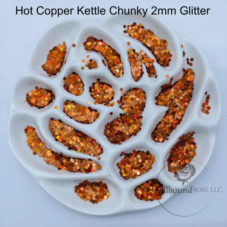 Hot Copper Kettle Glitter- Copper Holographic Chunky Glitter (2 oz)