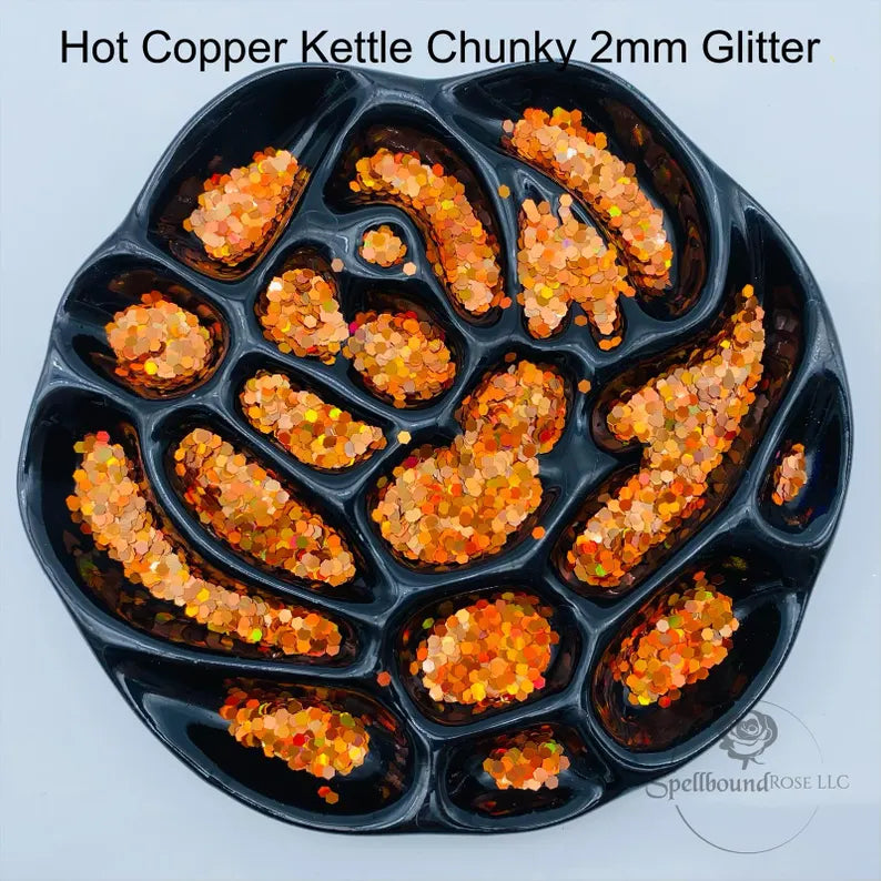 Hot Copper Kettle Glitter- Copper Holographic Chunky Glitter (2 oz)
