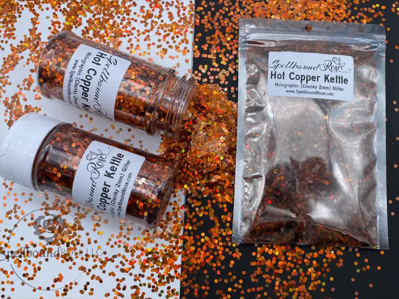 Hot Copper Kettle Glitter- Copper Holographic Chunky Glitter (2 oz)