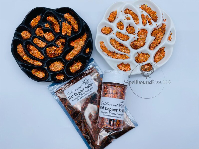 Hot Copper Kettle Glitter- Copper Holographic Chunky Glitter (2 oz)