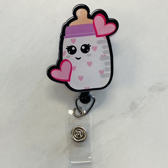 Baby Bottle Valentine Badge Reel | Baby Bottle Badge Reel, NICU Nurse ID Holder 🍼💖