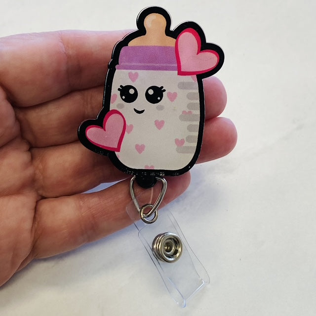 Baby Bottle Valentine Badge Reel | Baby Bottle Badge Reel, NICU Nurse ID Holder 🍼💖