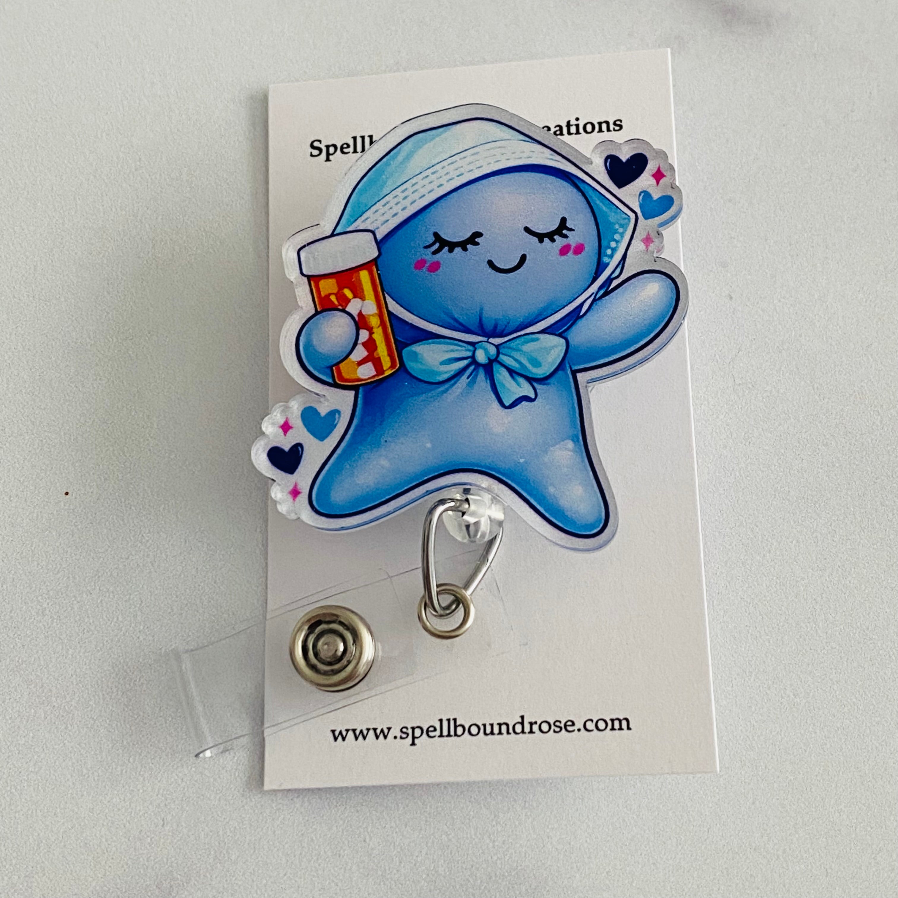 Pharmacy Blue Glove People Badge Reel | Pharmacy Tech Badge Reel ID Holder