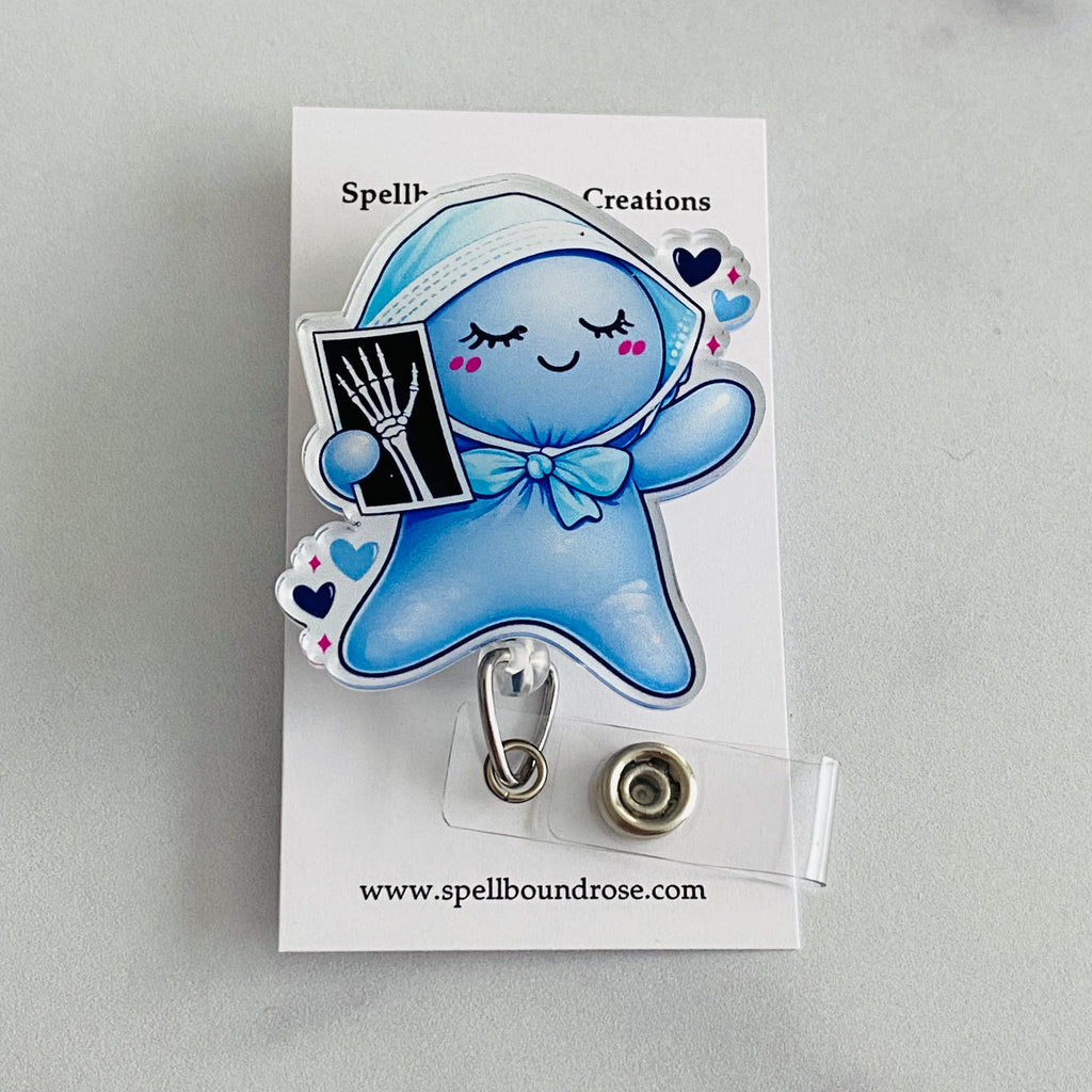 Radiology Blue Glove People X-Ray Badge Reel | Radiology Tech ID Holder 🩻🔵