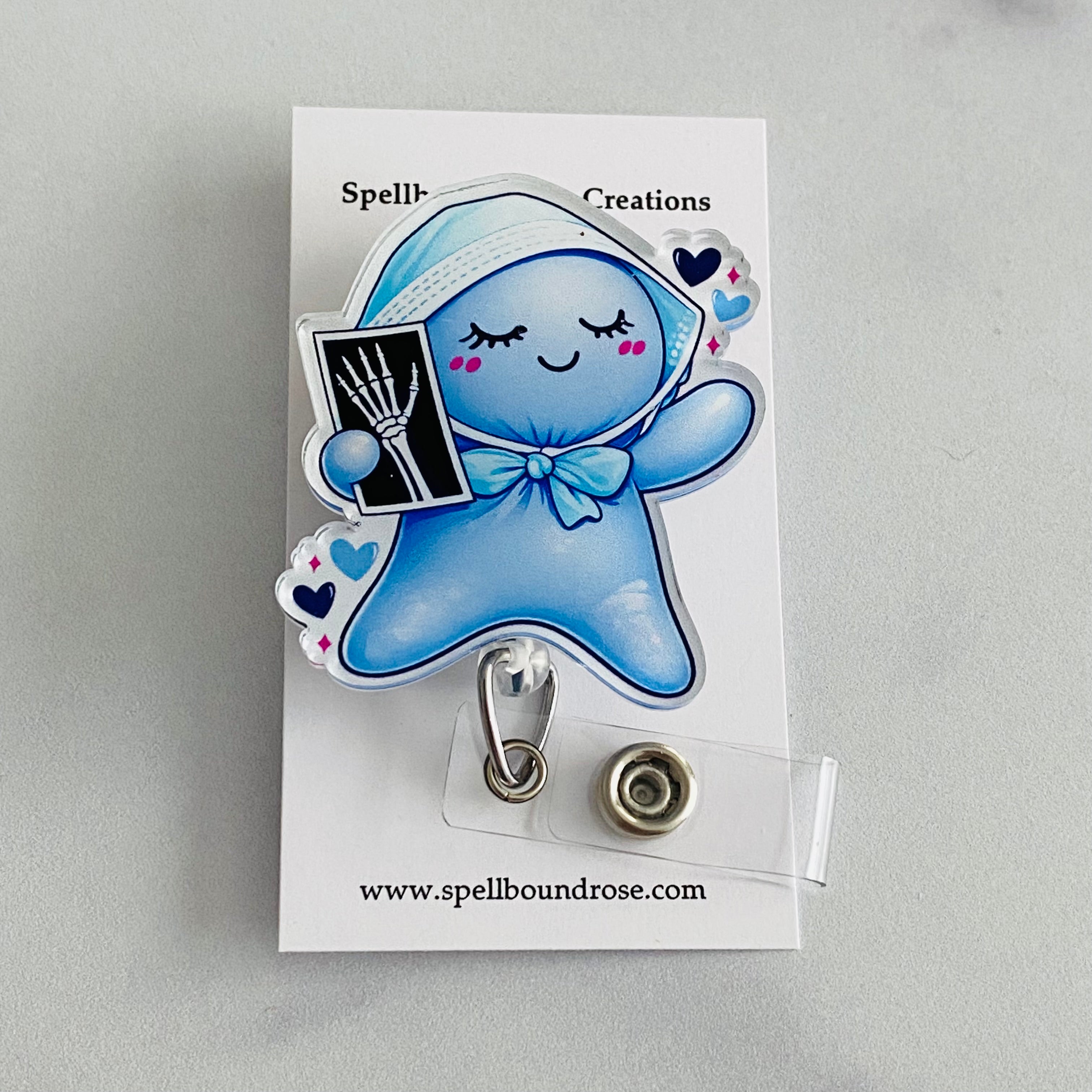 Radiology Blue Glove People X-Ray Badge Reel | Radiology Tech ID Holder 🩻🔵