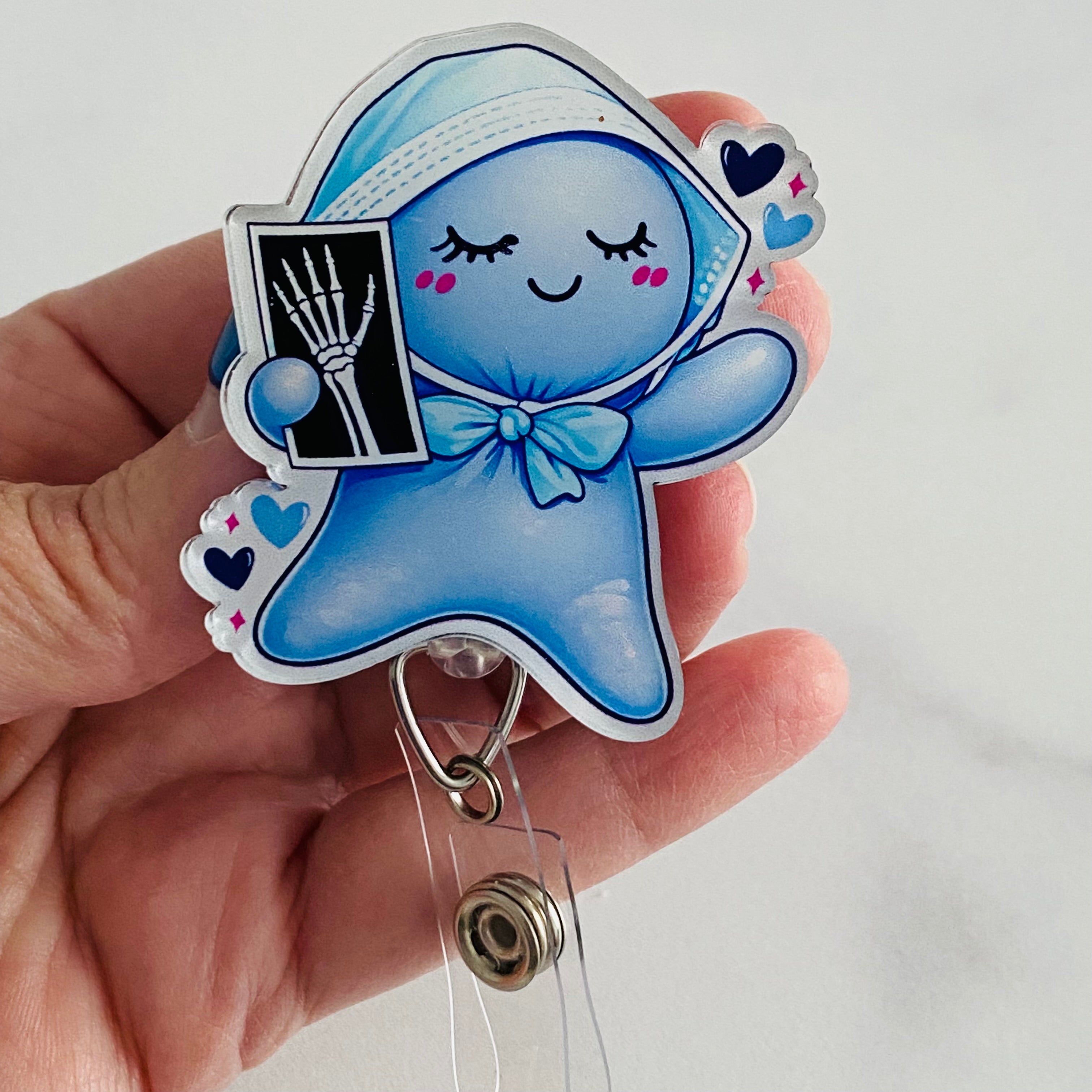 Radiology Blue Glove People X-Ray Badge Reel | Radiology Tech ID Holder 🩻🔵