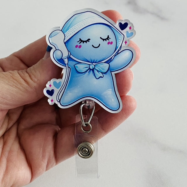 Cute Sonographer Glove People Badge Reel – Ultrasound Tech ID Holder