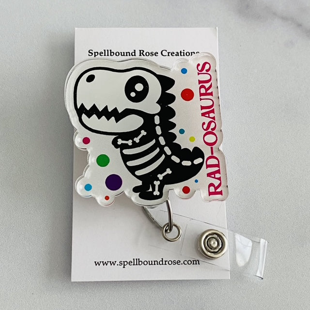 Radiology Rad-Osaurus Badge Reel, Radiology Badge, Dinosaur Badge Reel, X-Ray Tech