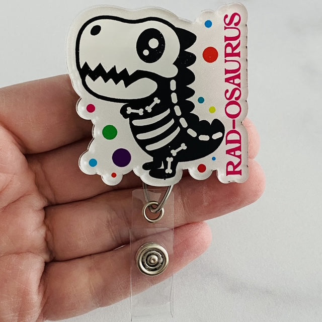 Radiology Rad-Osaurus Badge Reel, Radiology Badge, Dinosaur Badge Reel, X-Ray Tech