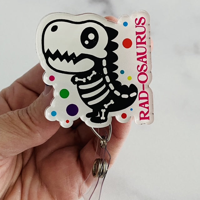 Radiology Rad-Osaurus Badge Reel, Radiology Badge, Dinosaur Badge Reel, X-Ray Tech