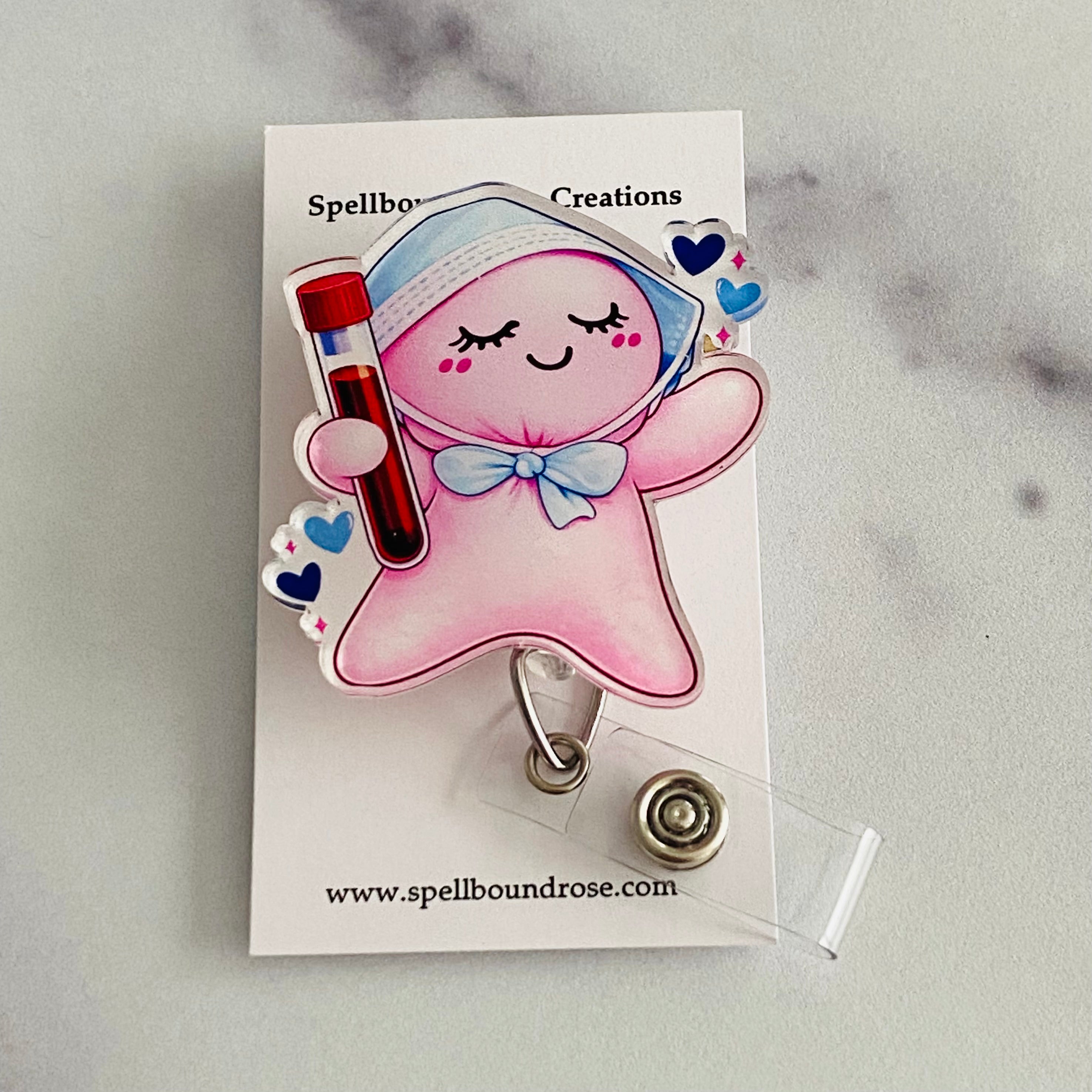 Lab Tech Pink Glove People Badge Reel | Lab Tech Badge Reel 🩻🔵
