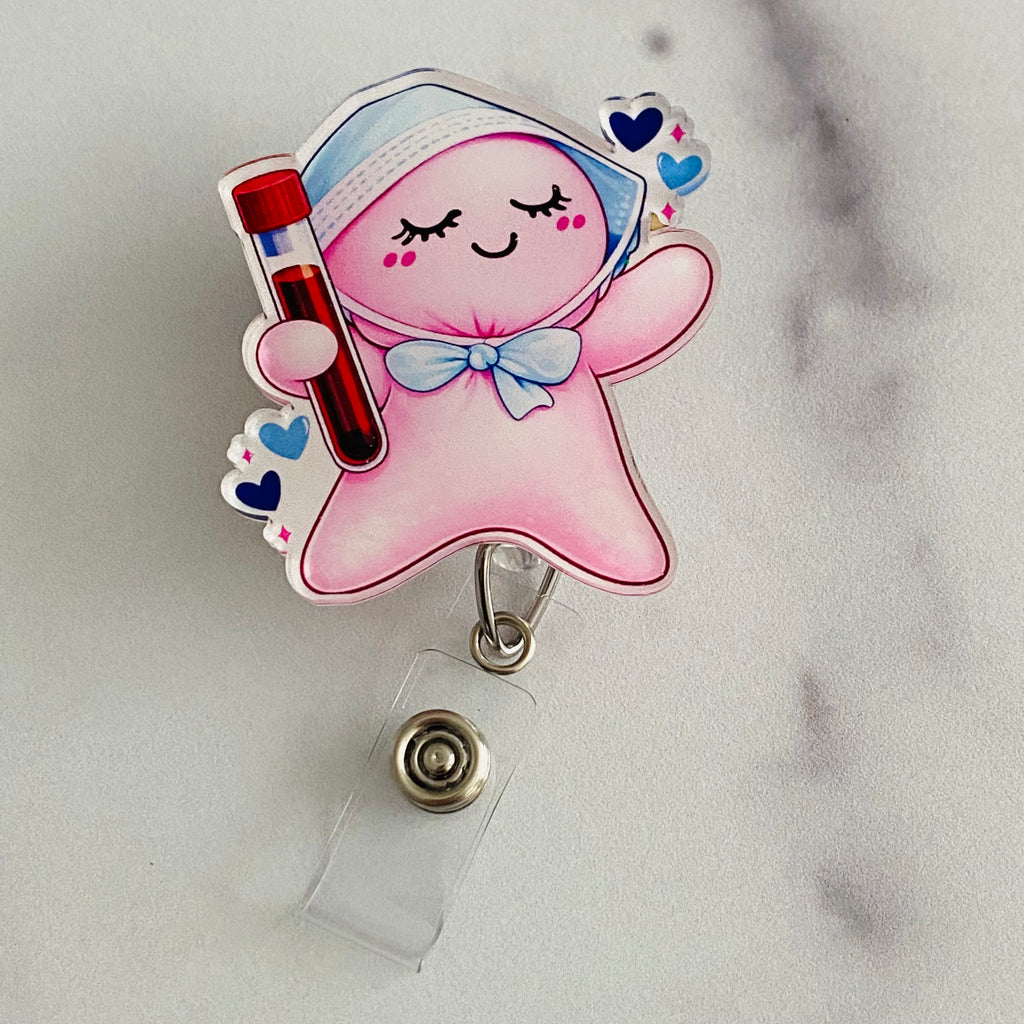Lab Tech Pink Glove People Badge Reel | Lab Tech Badge Reel 🩻🔵