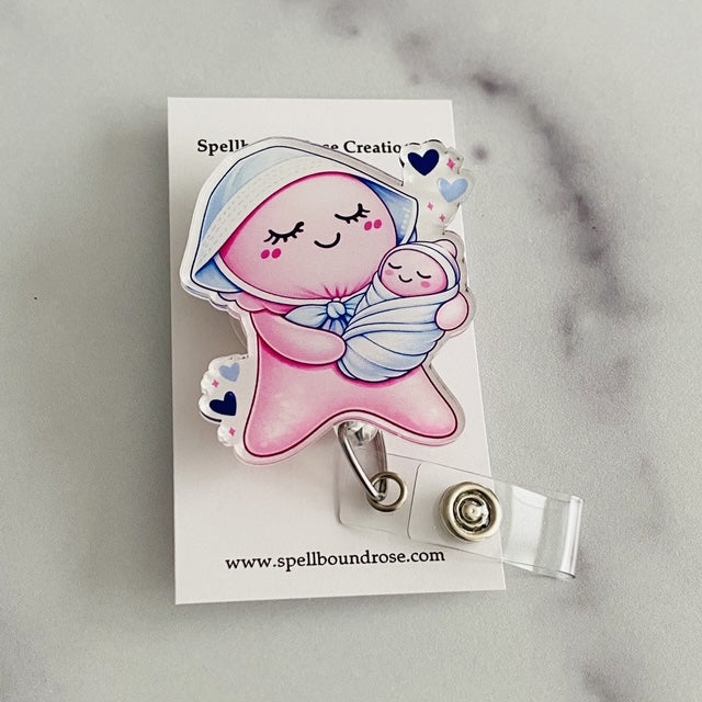 NICU Pink Glove Doll Badge Reel | Neonatal Nurse ID Holder, Labor & Delivery Badge Reel 👶🔵 (Copy)