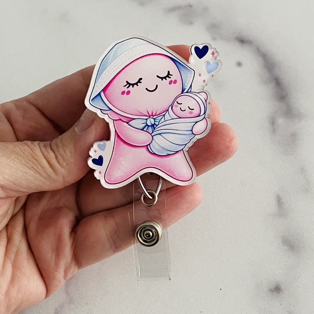 NICU Pink Glove Doll Badge Reel | Neonatal Nurse ID Holder, Labor & Delivery Badge Reel 👶🔵 (Copy)