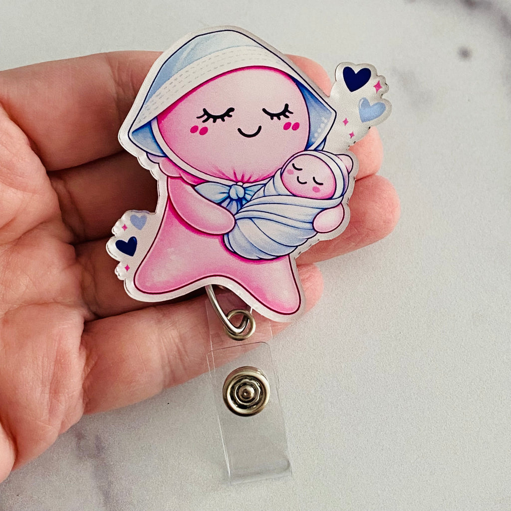 NICU Pink Glove Doll Badge Reel | Neonatal Nurse ID Holder, Labor & Delivery Badge Reel 👶🔵 (Copy)