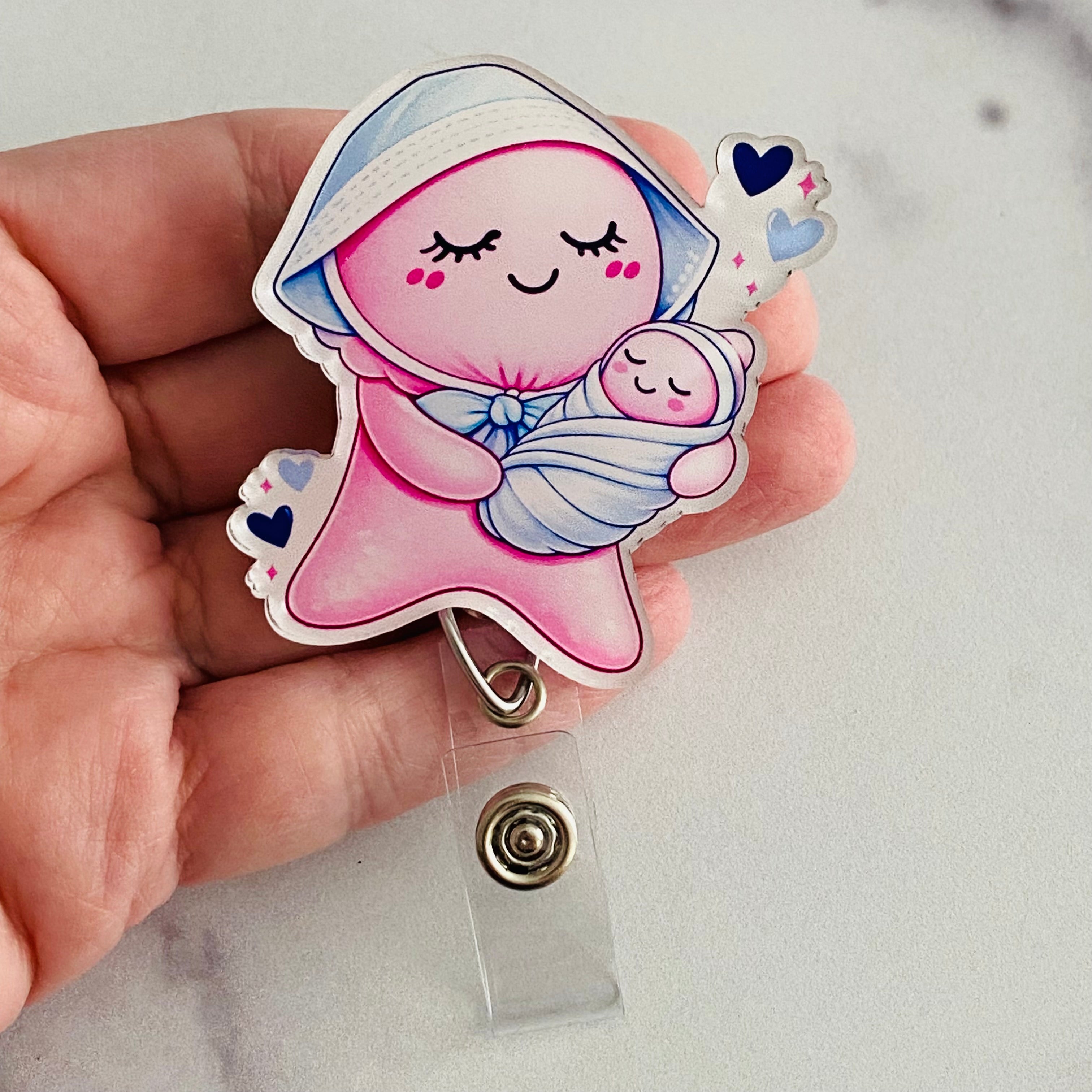 NICU Pink Glove Doll Badge Reel | Neonatal Nurse ID Holder, Labor & Delivery Badge Reel 👶🔵 (Copy)