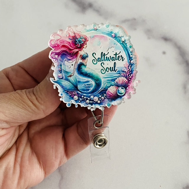 Saltwater Soul Mermaid Badge Reel | Saltwater Soul Badge Reel 🩻🔵