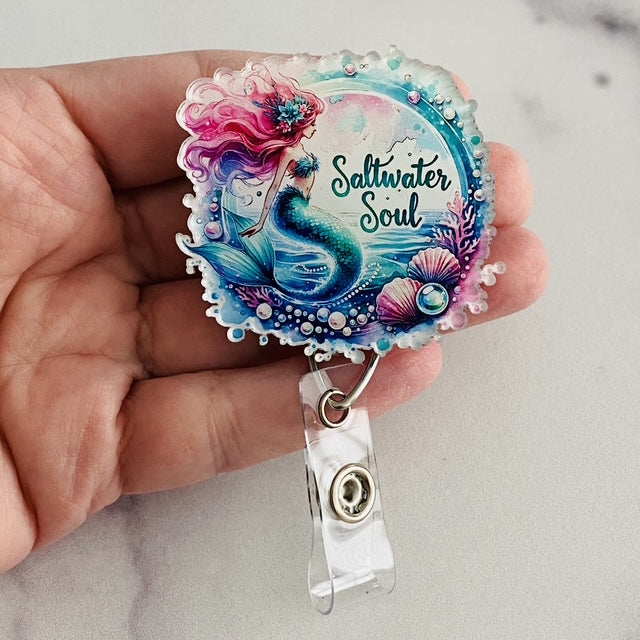 Saltwater Soul Mermaid Badge Reel | Saltwater Soul Badge Reel 🩻🔵