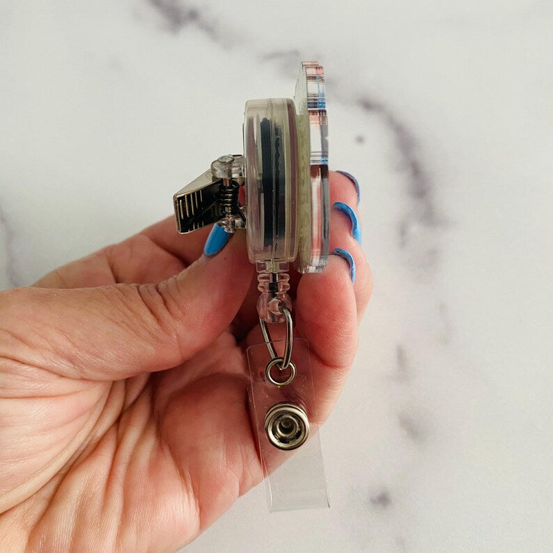 “Instead of Counting Sheep, I Like to Count Worst-Case Scenarios” Nurse Badge Reel – Funny Anxiety Sheep Retractable ID Holder