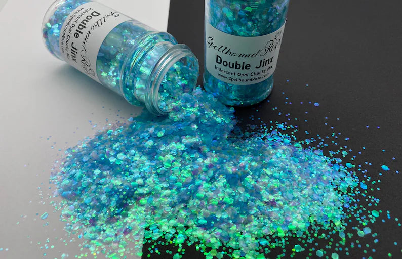 Double Jinx Glitter –  Blue Opal Iridescent Chunky Mix Glitter (2 oz)