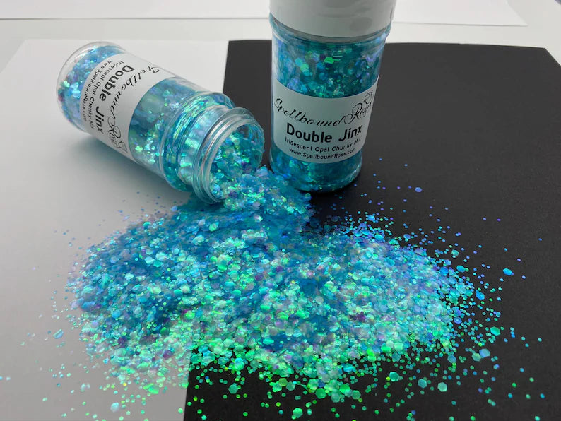 Double Jinx Glitter –  Blue Opal Iridescent Chunky Mix Glitter (2 oz)