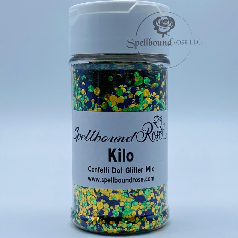 Kilo Glitter – Purple/Green/Gold Holographic Confetti Dot Mix Glitter (2 oz) *LOW STOCK*