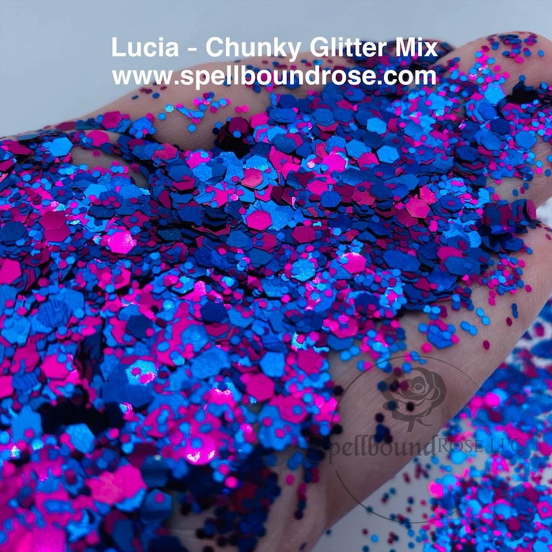 Lucia Glitter –  Blue & Pink Metallic Chunky Mix Glitter (2 oz)