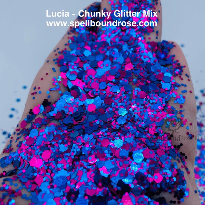Lucia Glitter –  Blue & Pink Metallic Chunky Mix Glitter (2 oz)
