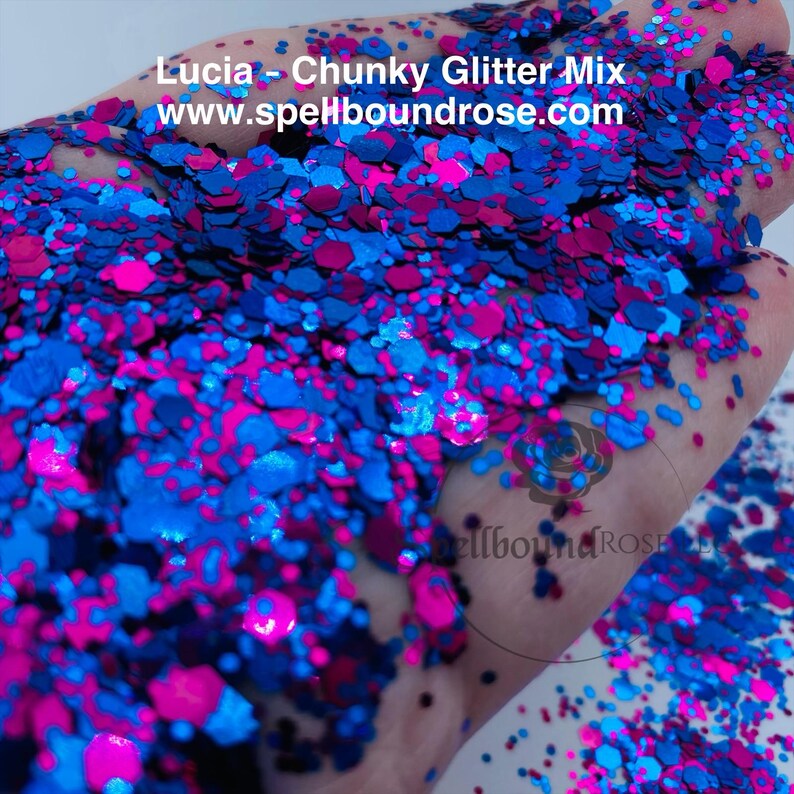 Lucia Glitter –  Blue & Pink Metallic Chunky Mix Glitter (2 oz)