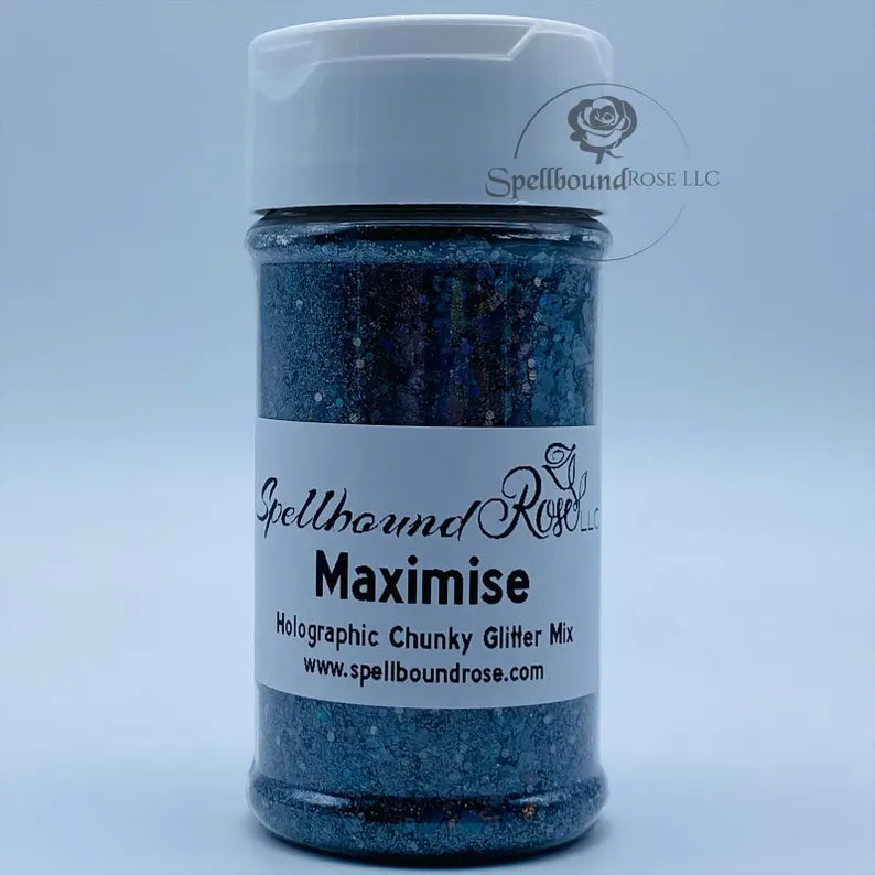 Maximise Glitter – Steel Grey Holographic Chunky Mix Glitter (2 oz)