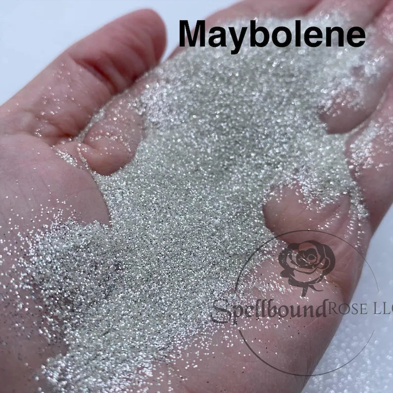 Maybolene Glitter – Silvery White Metallic Extra Fine (.008) Glitter (2 oz)