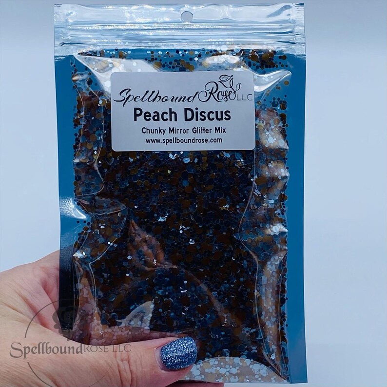 Peach Discus Glitter – Peach & Silver Mirror Chunky Mix Glitter (2 oz) *LOW STOCK*