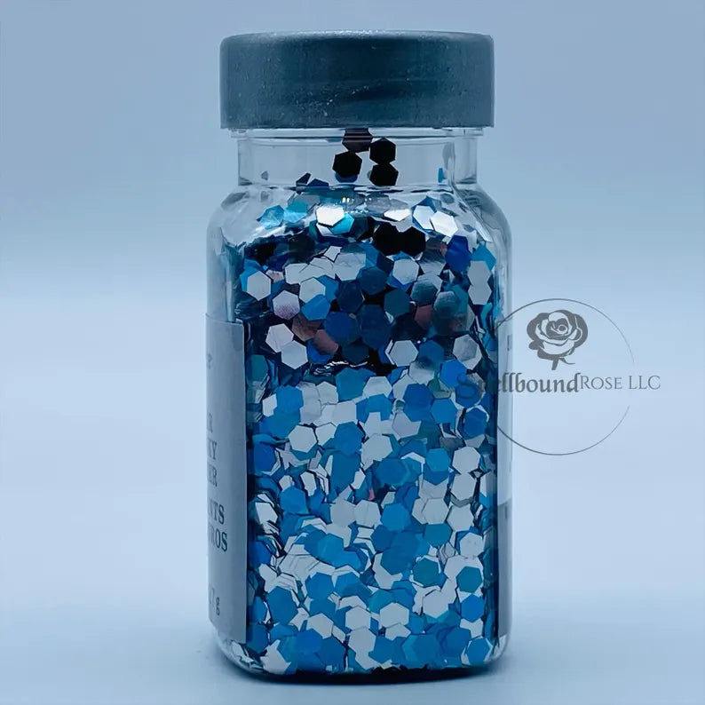 Darice Peacock Glitter- Blue/Teal/Silver Chunky Mix Glitter (0.95 oz) *LOW STOCK*