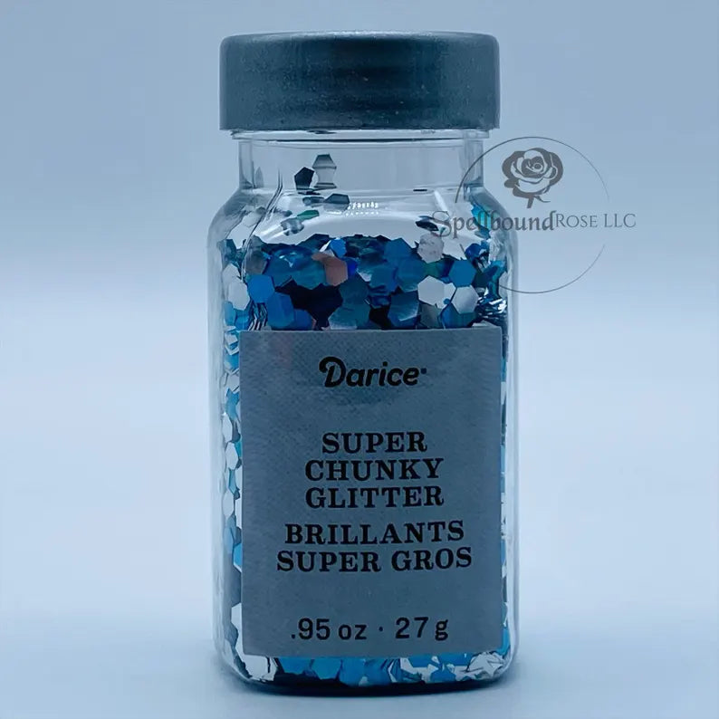Darice Peacock Glitter- Blue/Teal/Silver Chunky Mix Glitter (0.95 oz) *LOW STOCK*