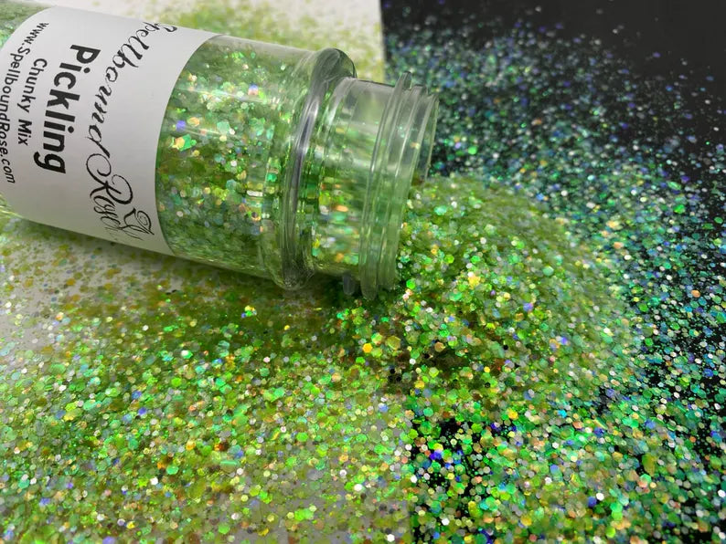 Pickling Glitter – Green Opal Chunky Mix Glitter (2 oz)
