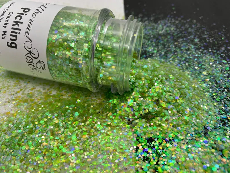 Pickling Glitter – Green Opal Chunky Mix Glitter (2 oz)