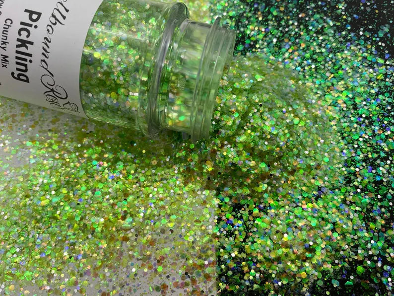 Pickling Glitter – Green Opal Chunky Mix Glitter (2 oz)