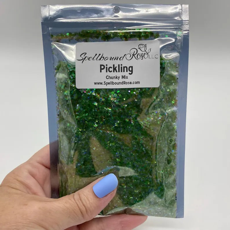 Pickling Glitter – Green Opal Chunky Mix Glitter (2 oz)