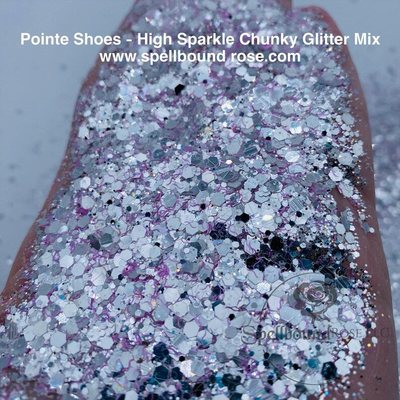 Pointe Shoes Glitter – Light Pink Silver Mirror Chunky Mix Glitter (2 oz)